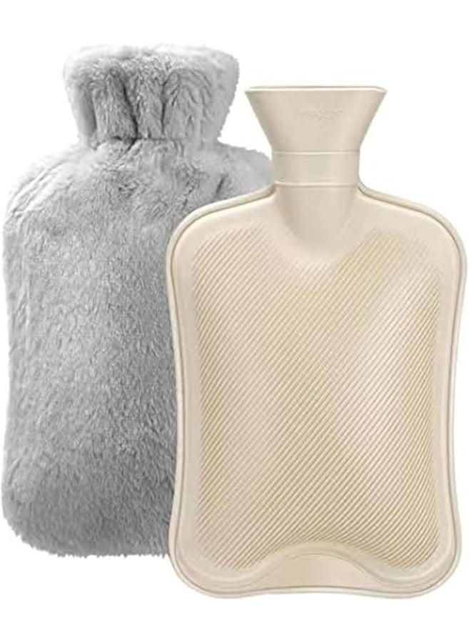 Classic Rubber Hot Water Bottle with Removable Soft Cover - Multi-Purpose Heating Bag for Cramps, Neck, and Shoulder Pain Relief - Hot & Cold Therapy Pack - Image 1